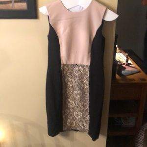 Blush and black cocktail dress